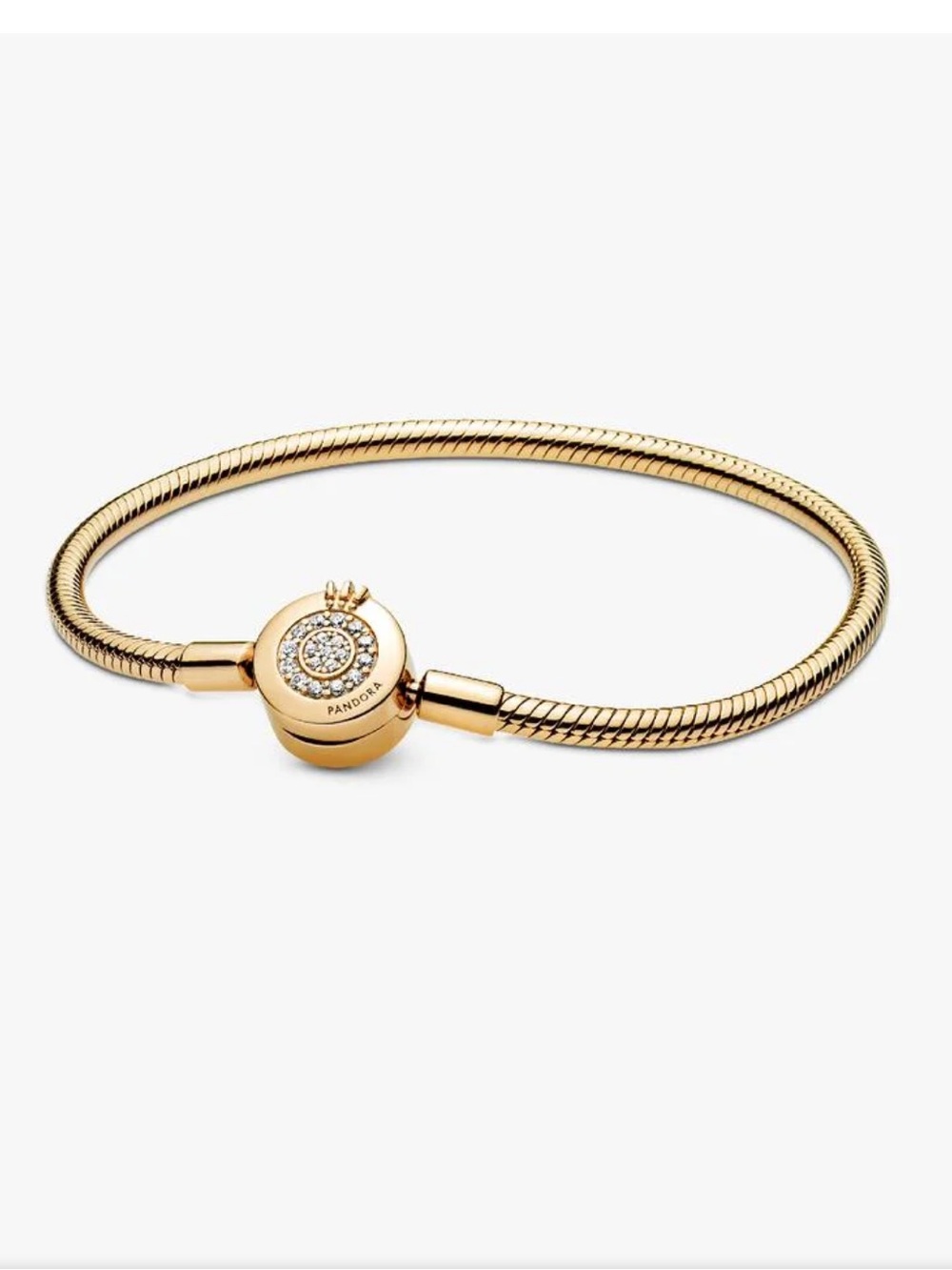 Pandora Sparkling Crown O Snake Chain Bracelet Gold